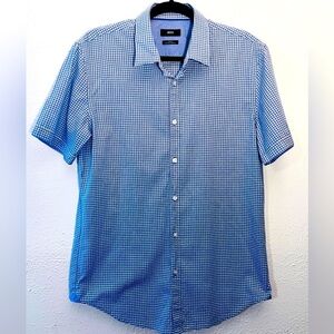 HUGO BOSS Regular Blue Check Shirt Casual Formal Men Size L Preppy